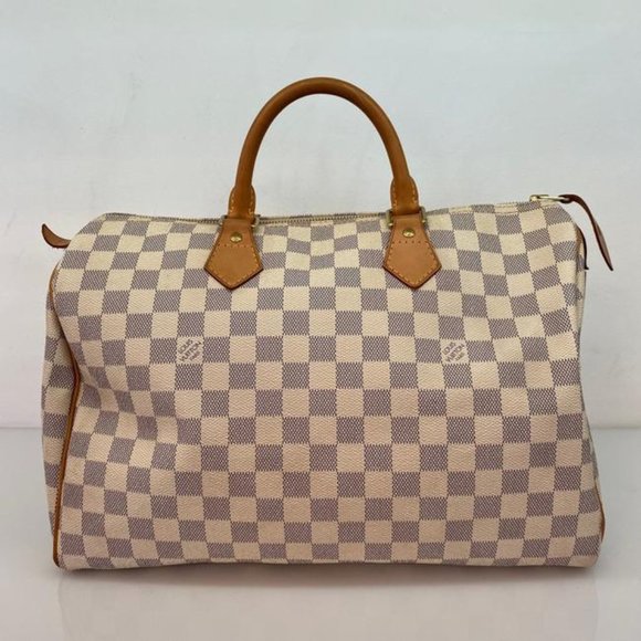 Louis Vuitton Handbags - Louis Vuitton Speedy Damier Azur 35 White & Blue Satchel